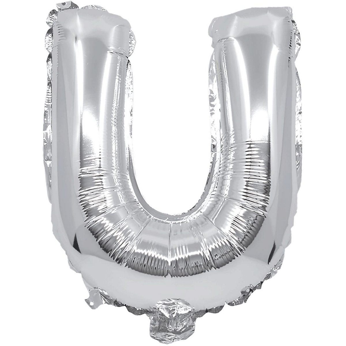 Folienballon Buchstabe U silber, 32 cm, inkl. Pustehalm