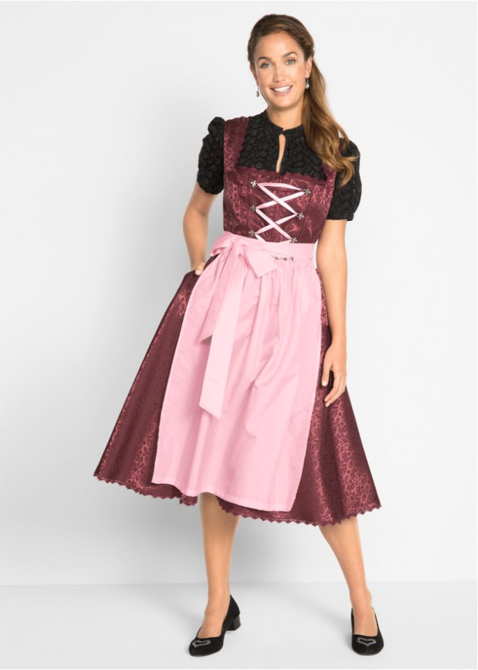 Dirndl mit Schürze in Midilänge (2-tlg. Set)