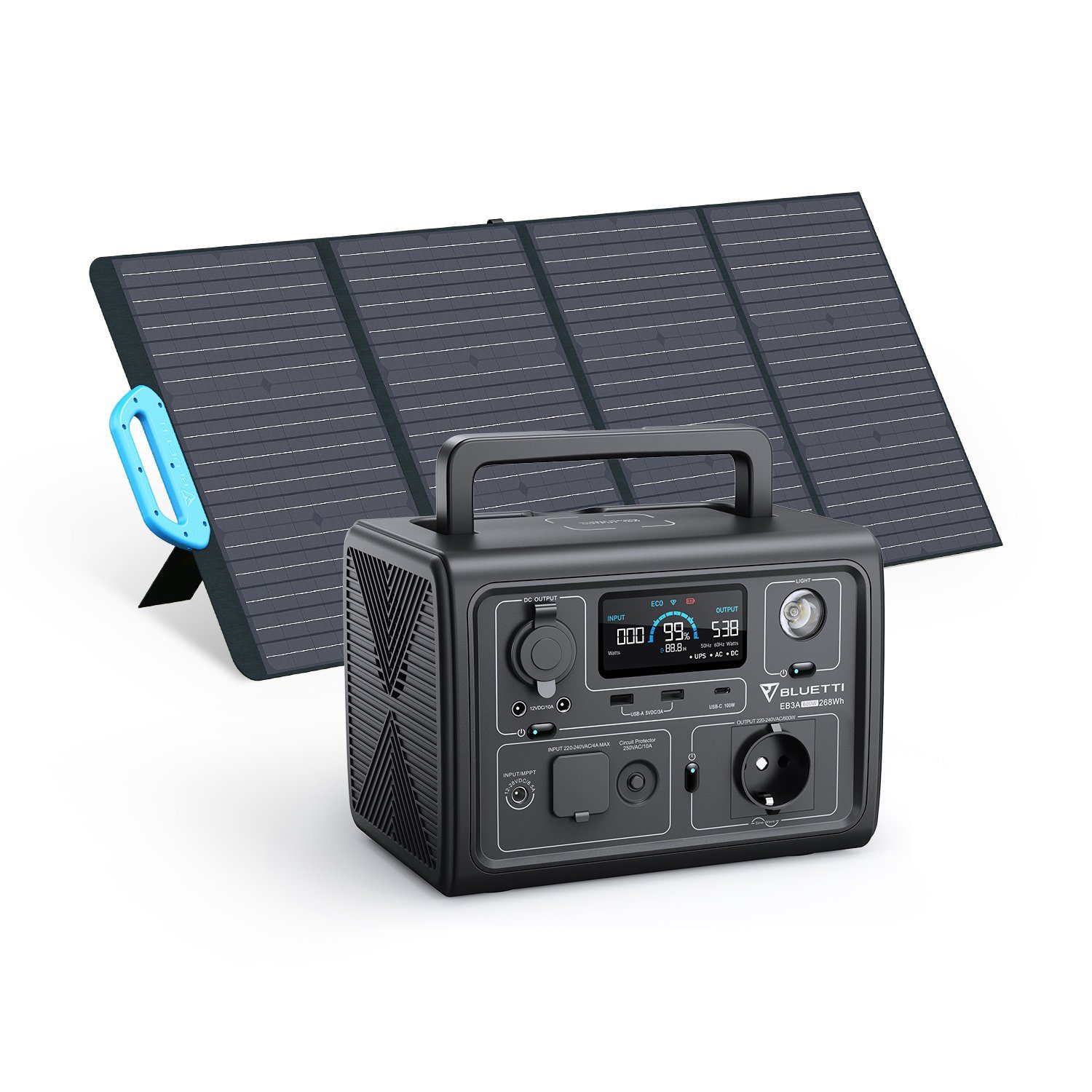 BLUETTI Stromerzeuger Solar Generator Kit EB3A 600W mit 120W Solarpanel, (1-tlg., 268Wh LiFePO4)