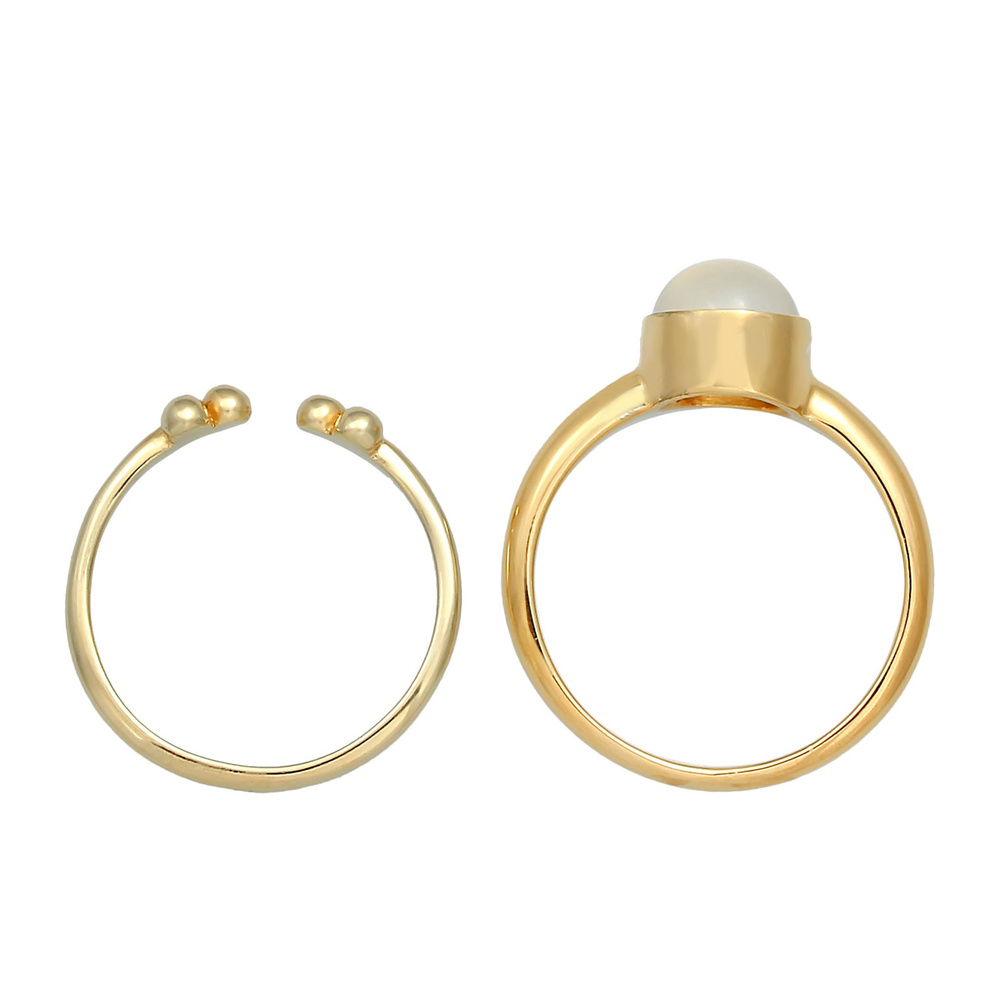 Elli PREMIUM Elli PREMIUM Bague Duo pour dames Classique Elégant Tendance Minimal avec pierre  Bague