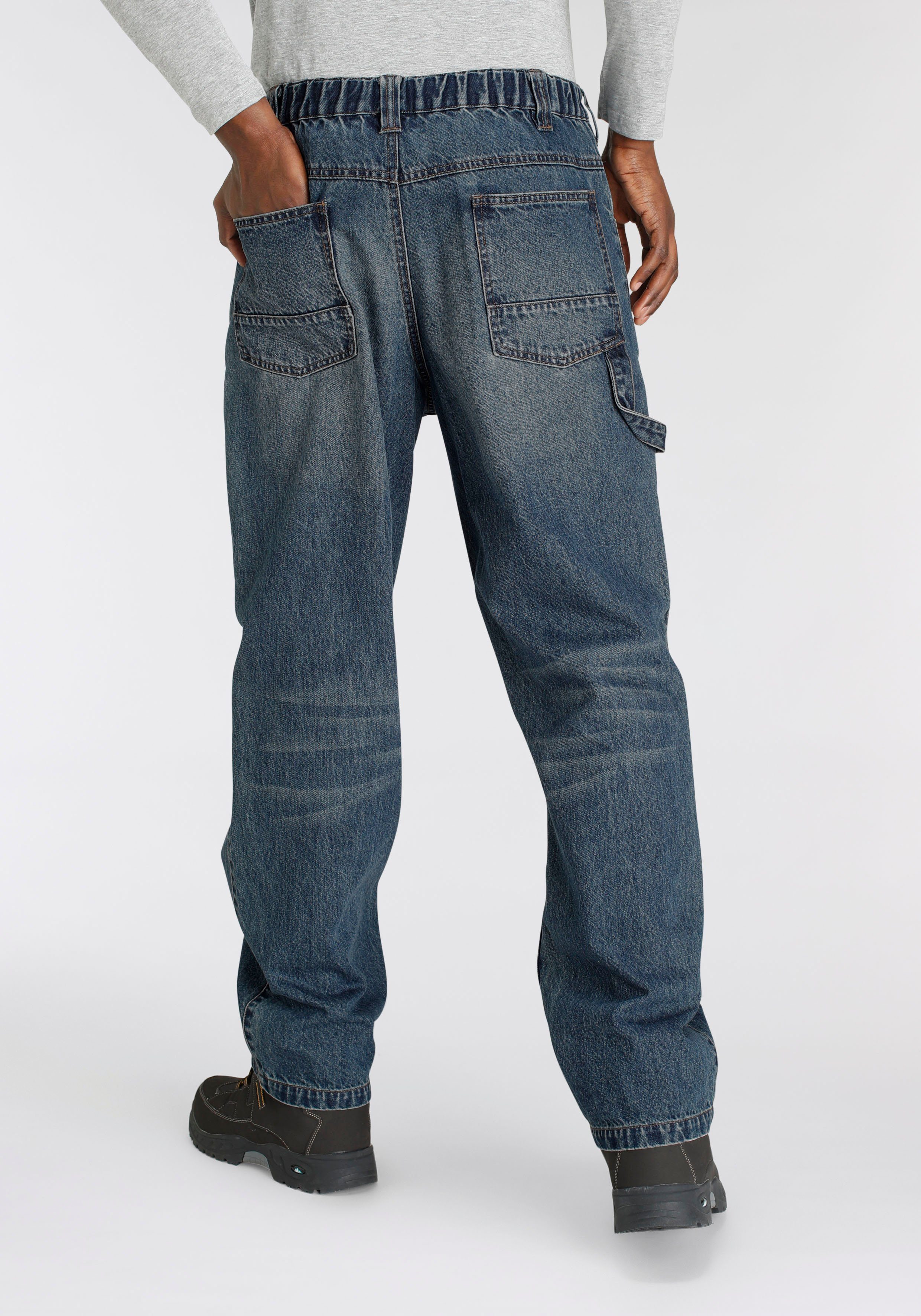 Northern Country Arbeitshose Cargo Jeans (aus 100% Baumwolle, robuster Jeansstoff, comfort fit) mit dehnbarem Bund, mit 6 praktischen Taschen