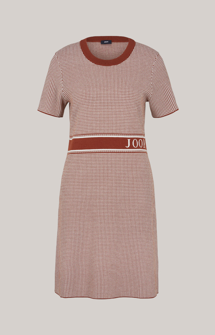 Strickkleid in Kupferbraun/Ecru