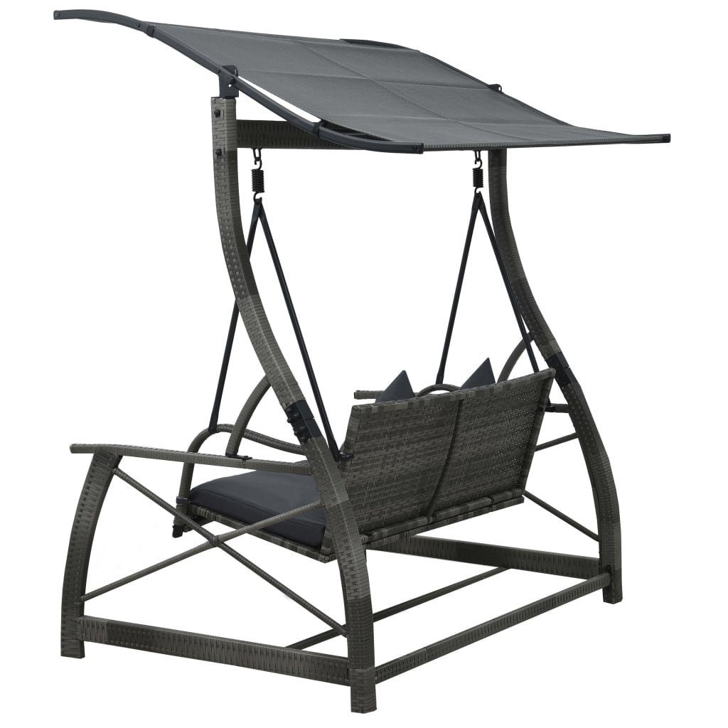 vidaXL Hollywoodschaukel Hollywoodschaukel 3-Sitzer mit Dach Poly Rattan Grau, 1 tlg.