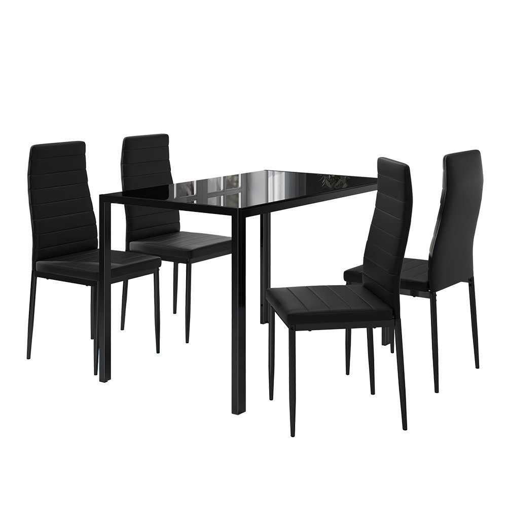 Vicco Esstisch Essgruppe GRAND METALL Schwarz mit 4 Stühlen