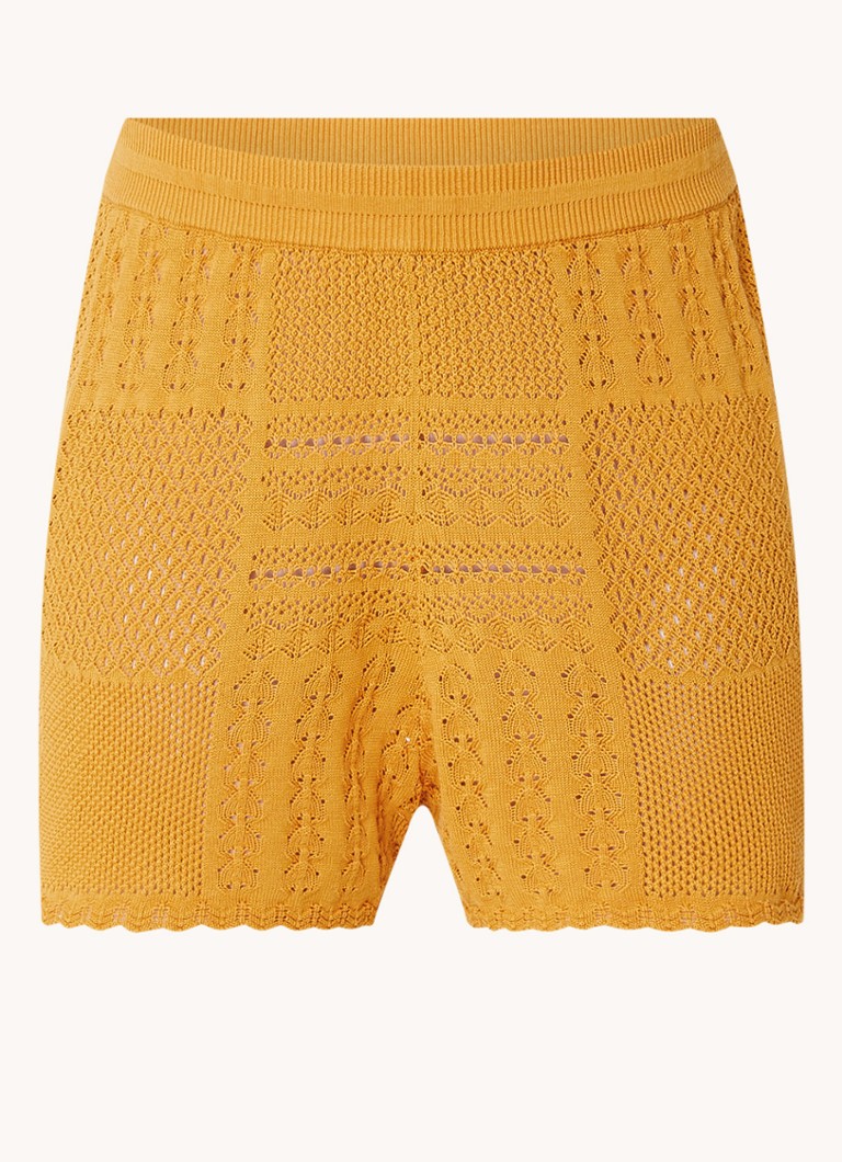 ba&sh Armo - pantaloni scurți cu talie înaltă, croială dreaptă și imprimeu cu dantelă.