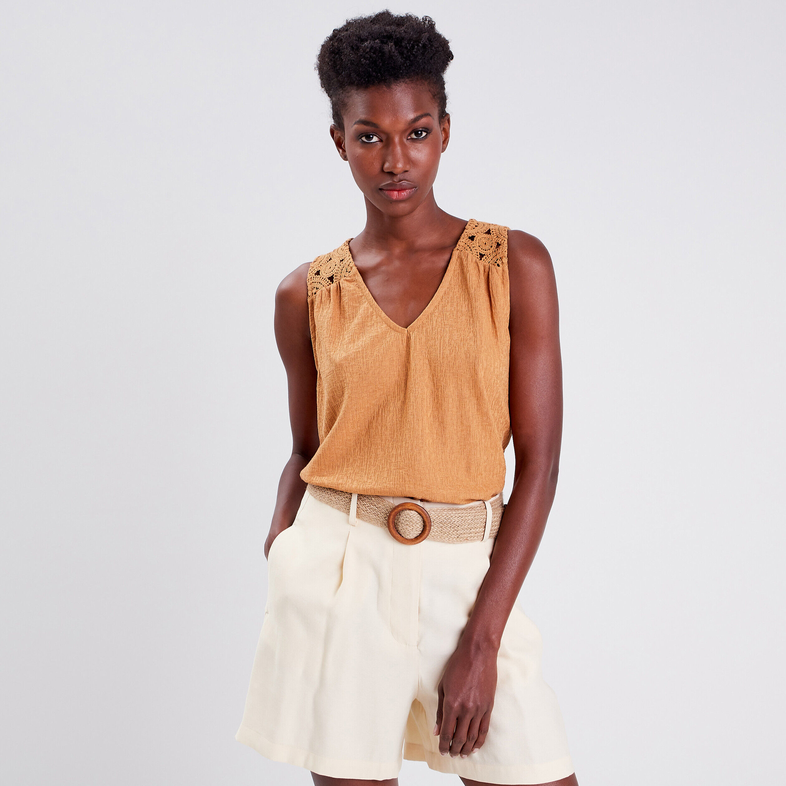 Débardeur bretelles larges beige femme | Cache Cache