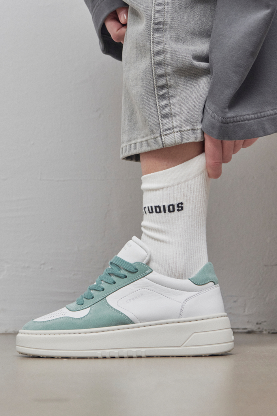 CPH77 leather mix white/sage