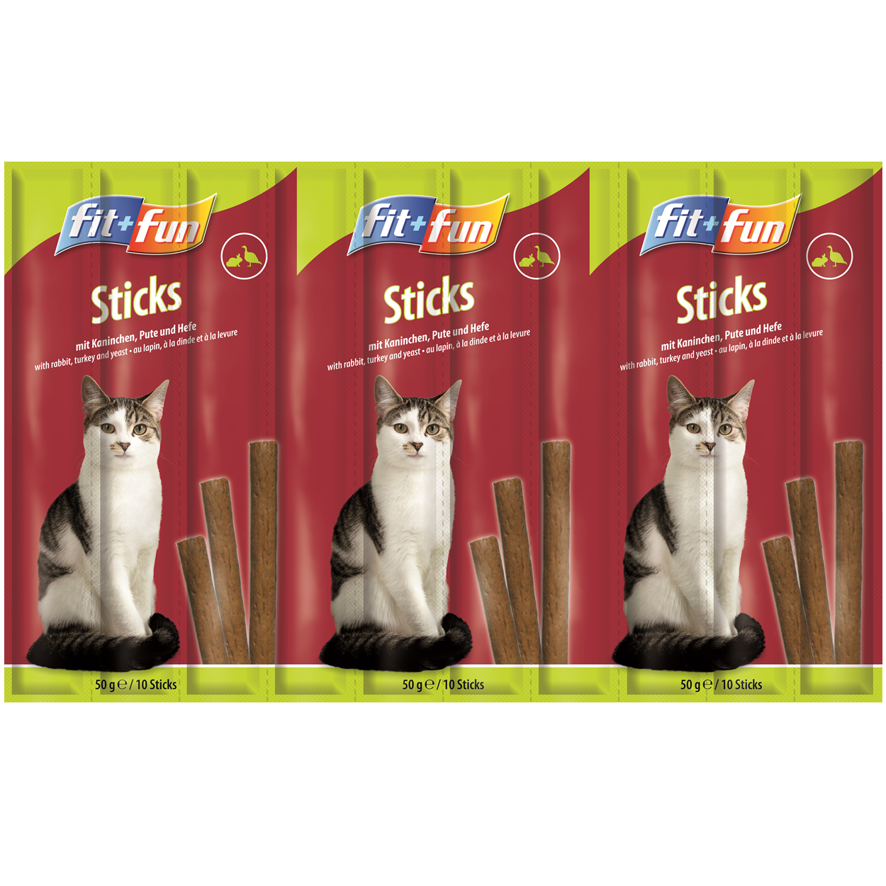 FIT+FUN Snacks FIT+FUN Sticks 25x10 Stück Kaninchen, Pute & Hefe