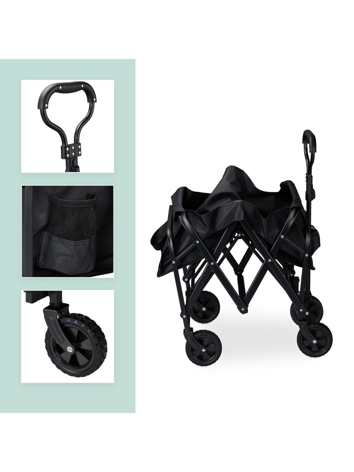 relaxdays Bollerwagen in Schwarz - (B)74 x (H)95 x (T)48 cm günstig kaufen onesize