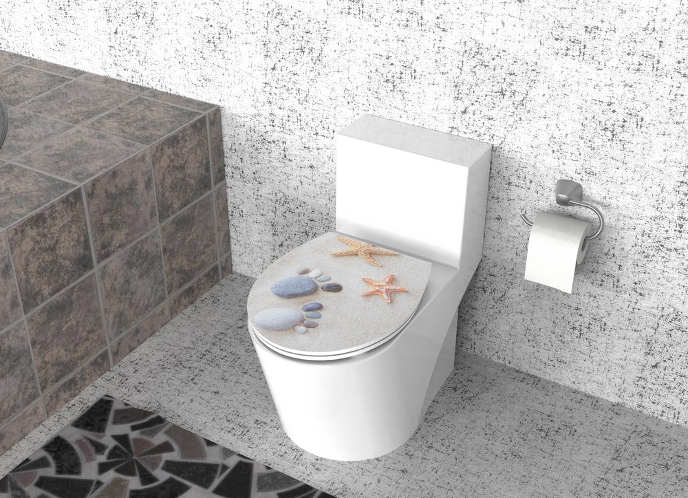 K&H Sanitary Duschwell Duroplast WC-Sitz Water Printing - Steinabdruck