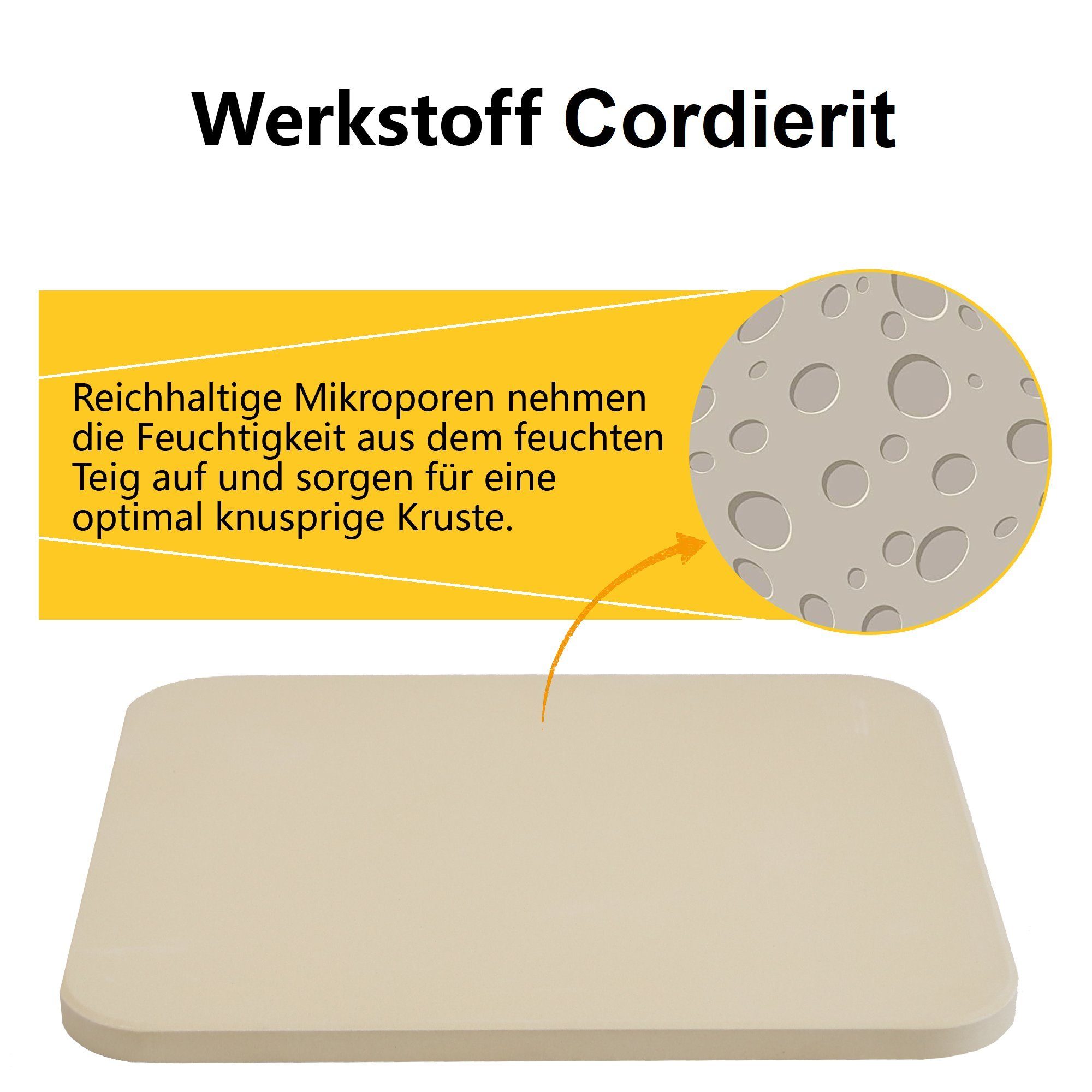 Melko Pizzastein Backstein Pizzastein SET 4tlg. Steinofen 30x38cm Pizza Stone, Cordierit, (Stück), Geruchlos, nicht verformend