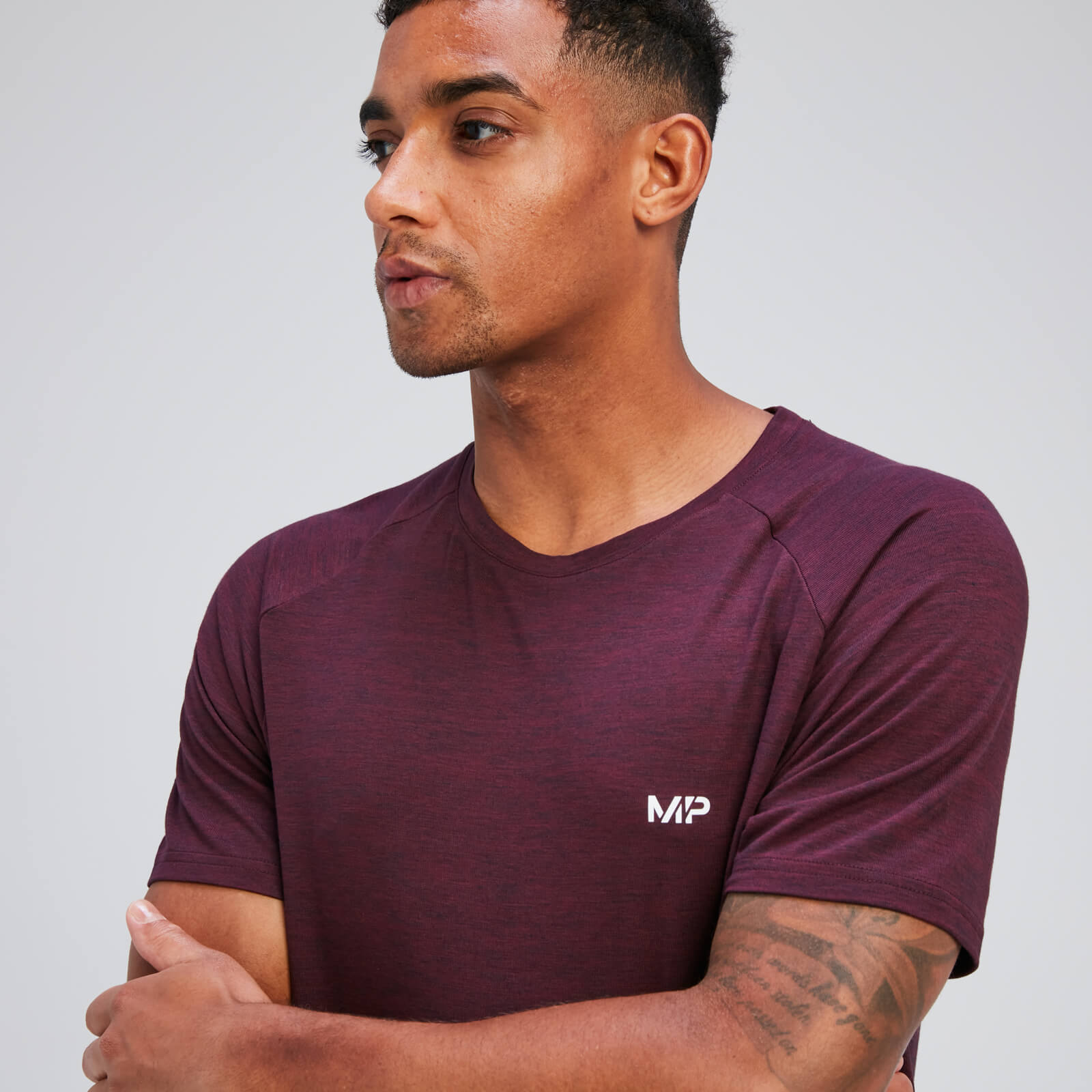 T-shirt à manches courtes MP Performance pour hommes – Bordeaux chiné
