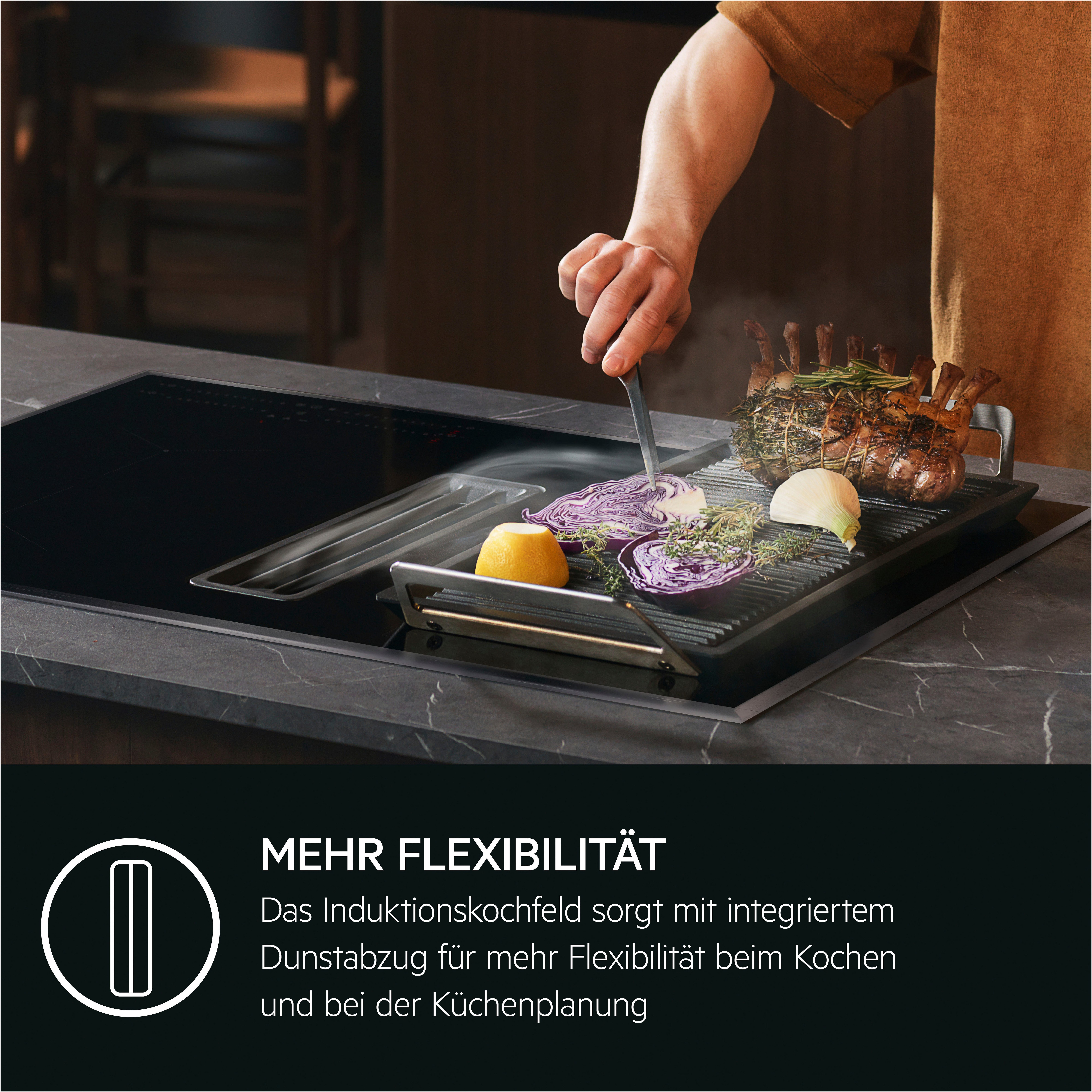 AEG Kochfeld mit Dunstabzug COLI84COXB