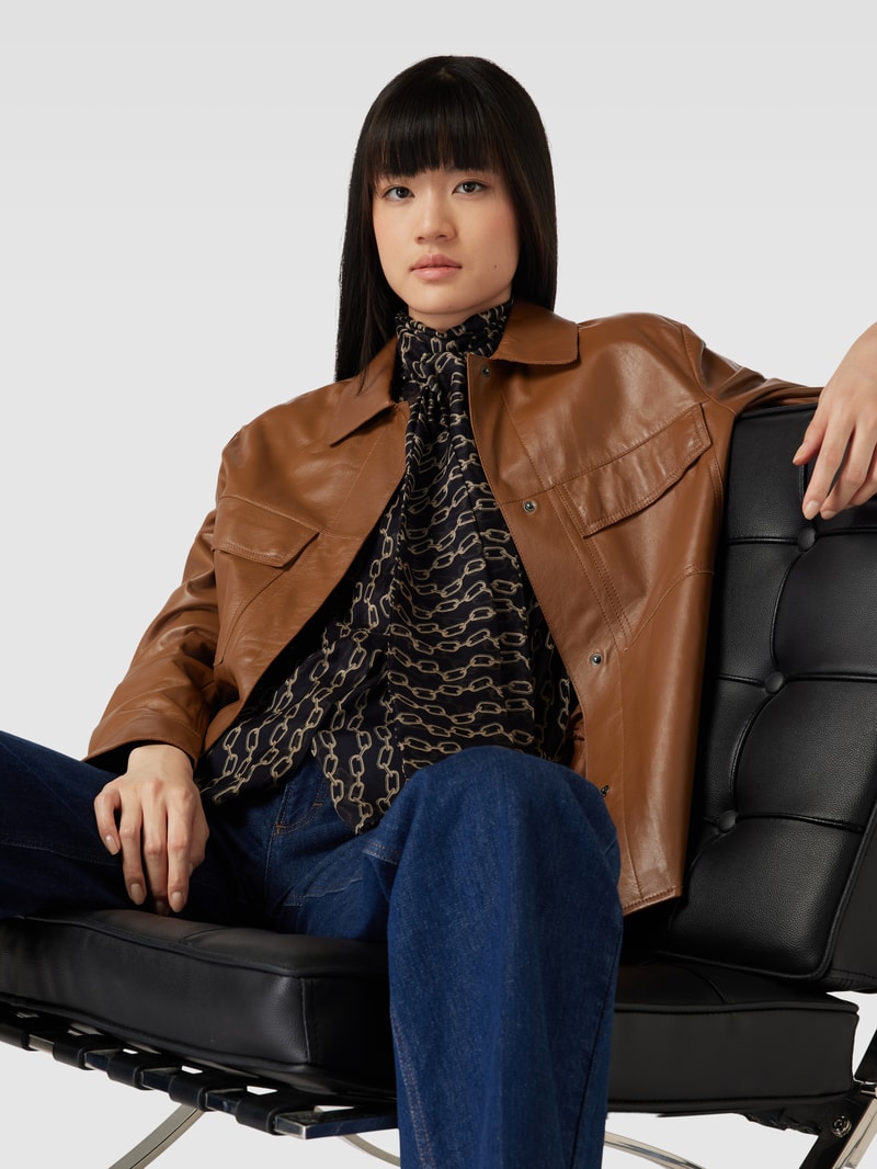 Hemdjacke aus Lammleder Modell 'CLASSE' in haselnuss braun