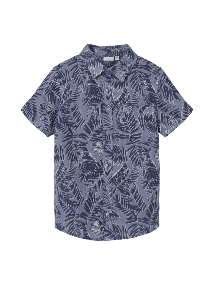 name it Hemd Palmen in Blau günstig kaufen