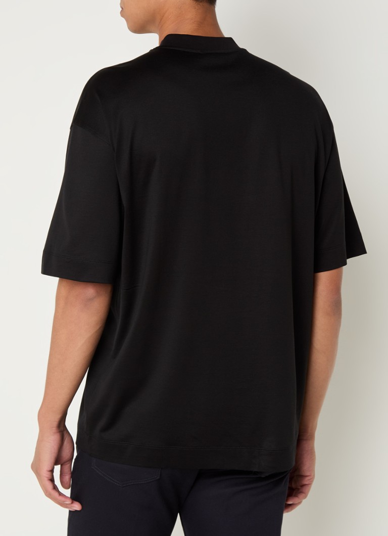 Tricou Emporio Armani din amestec de lyocell cu logo brodat
