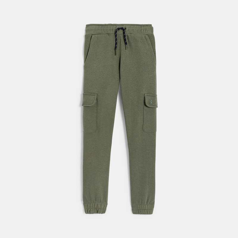 Jogging uni à poches cargo vert garçon