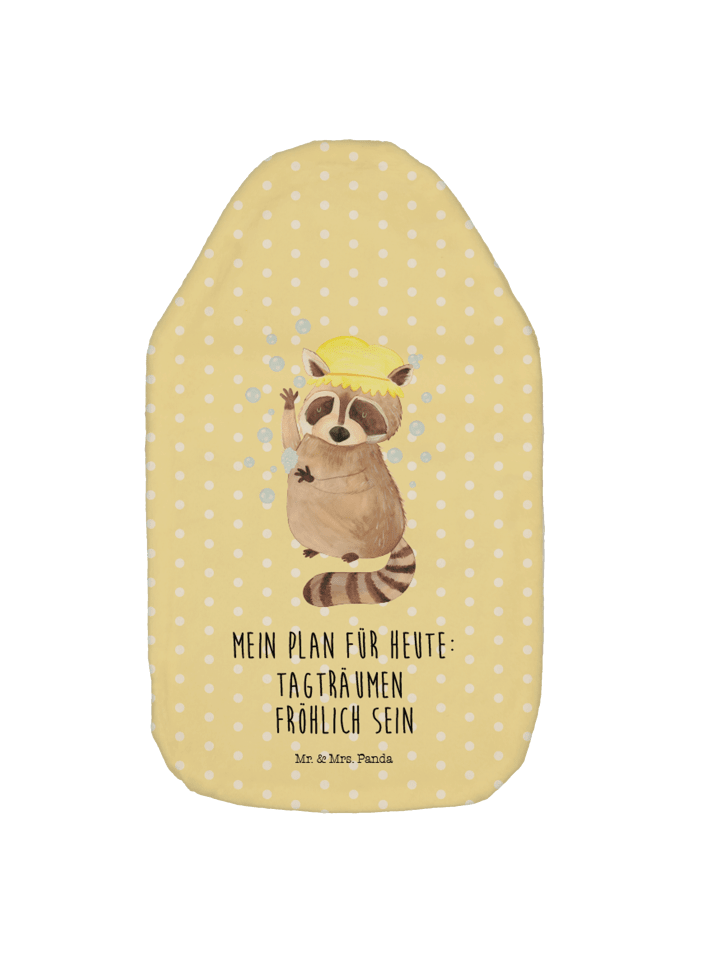 Mr. & Mrs. Panda Wärmflasche Waschbär mit Spruch in Gelb Pastell günstig kaufen onesize