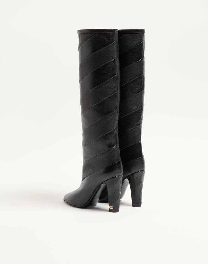 Bota de rayon com padrão chevron em napa, 100 mm