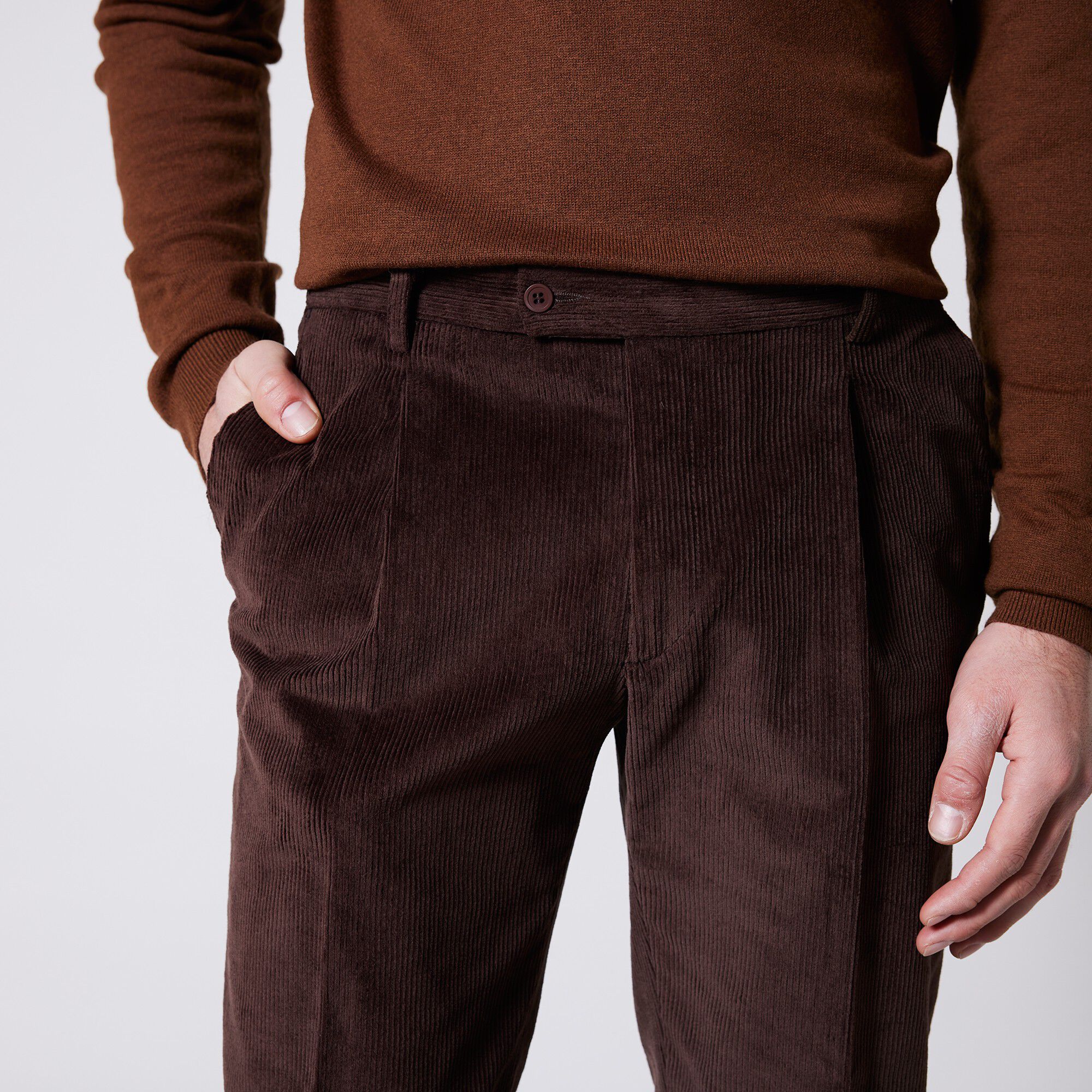 Pantalon velours taille élastiquée sans pince