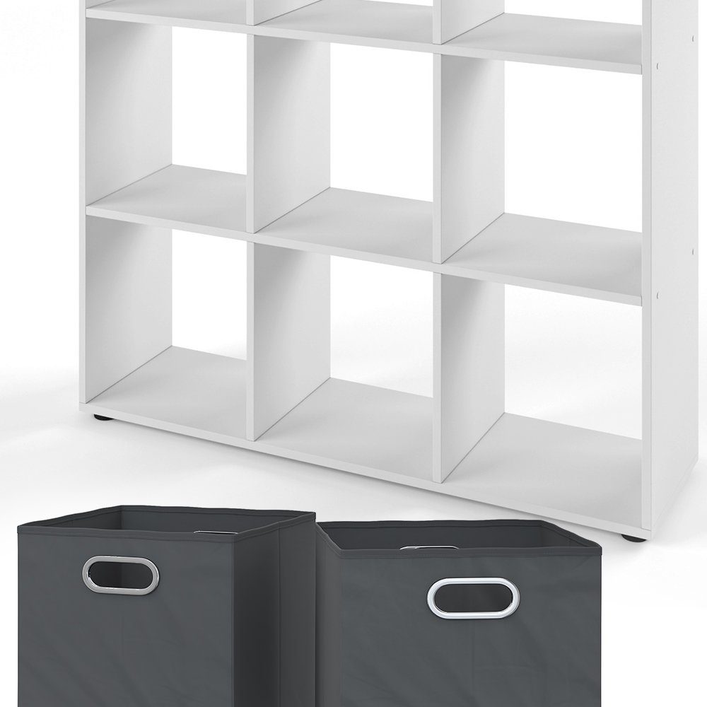 Vicco Raumteiler Würfelregal Standregal NOVE 9 Fächer Weiß inkl. Faltboxen