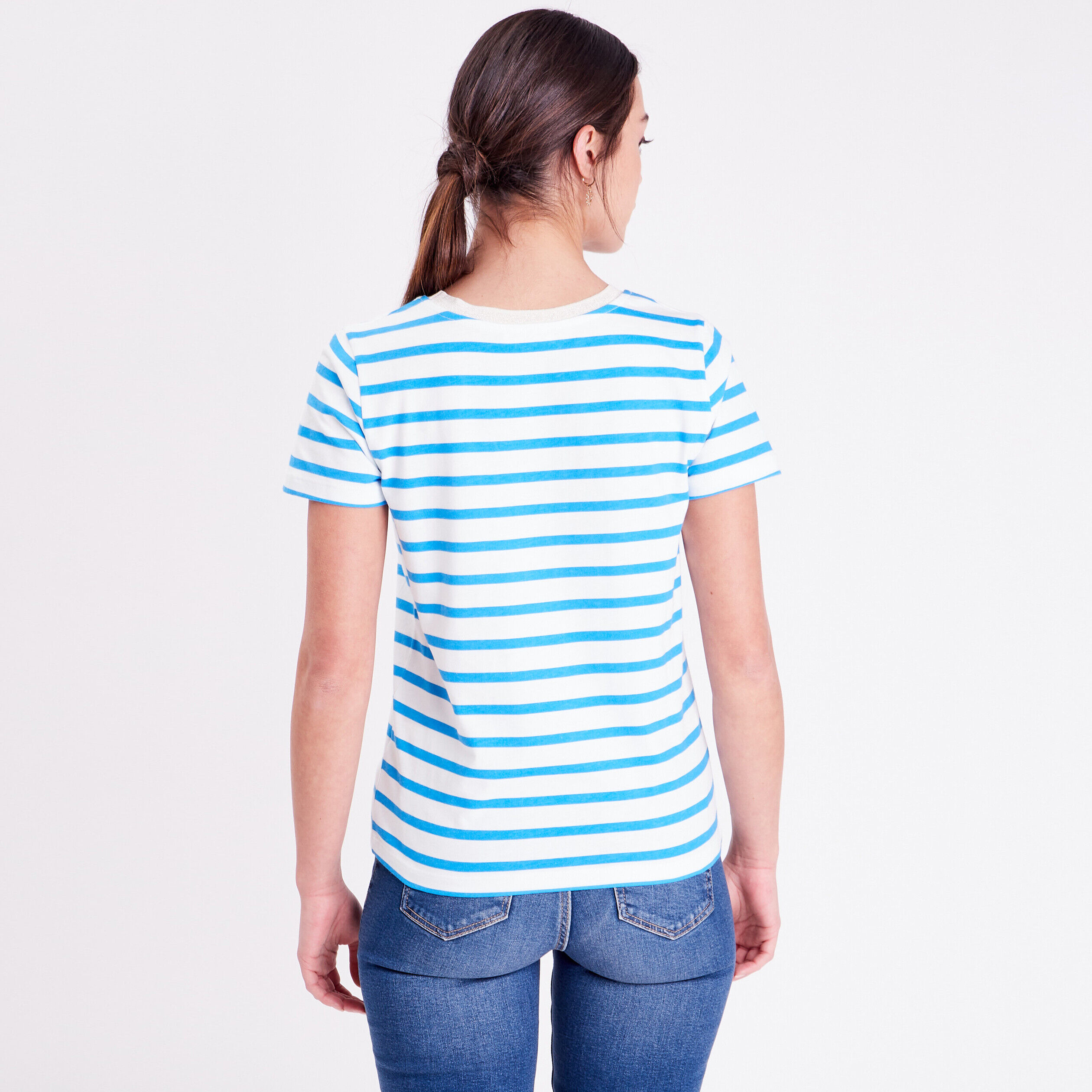 T-shirt manches courtes bleu femme | Cache Cache