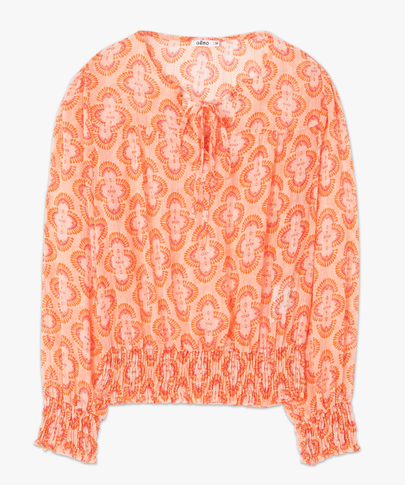 Blouse femme imprimée à manches longues imprime | GEMO