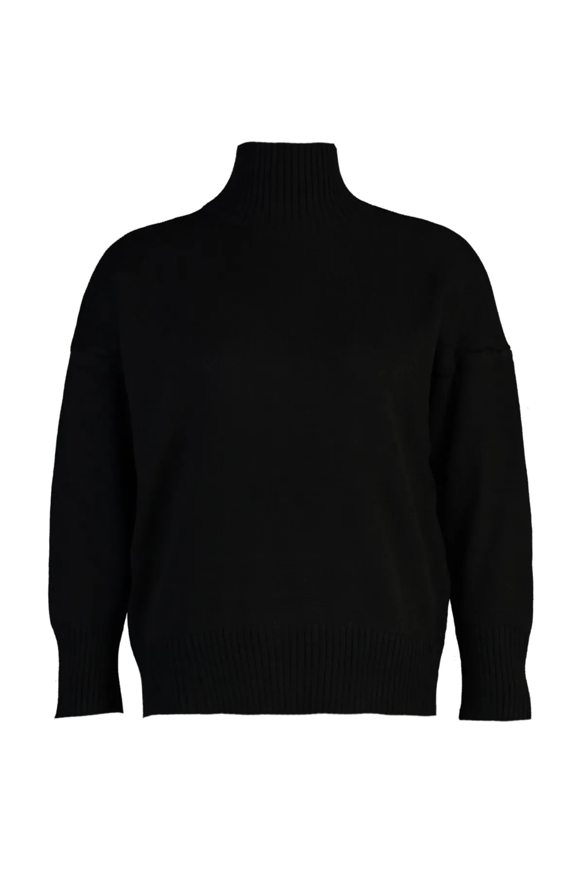 Trendyol Curve  Schwarzer, schulterfreier Strickpullover mit Rollkragen