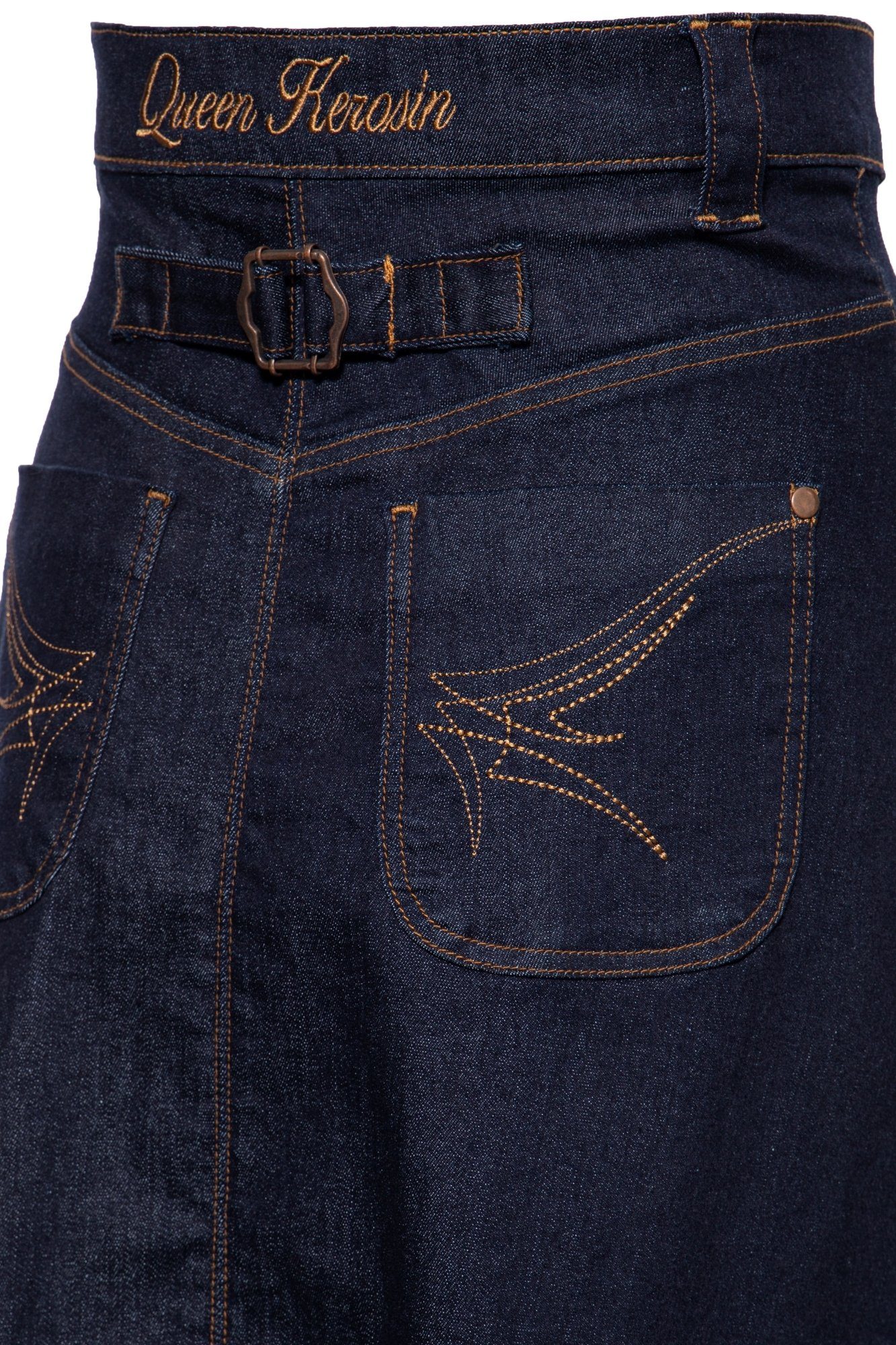 QueenKerosin A-Linien-Rock aus elastischem Denim