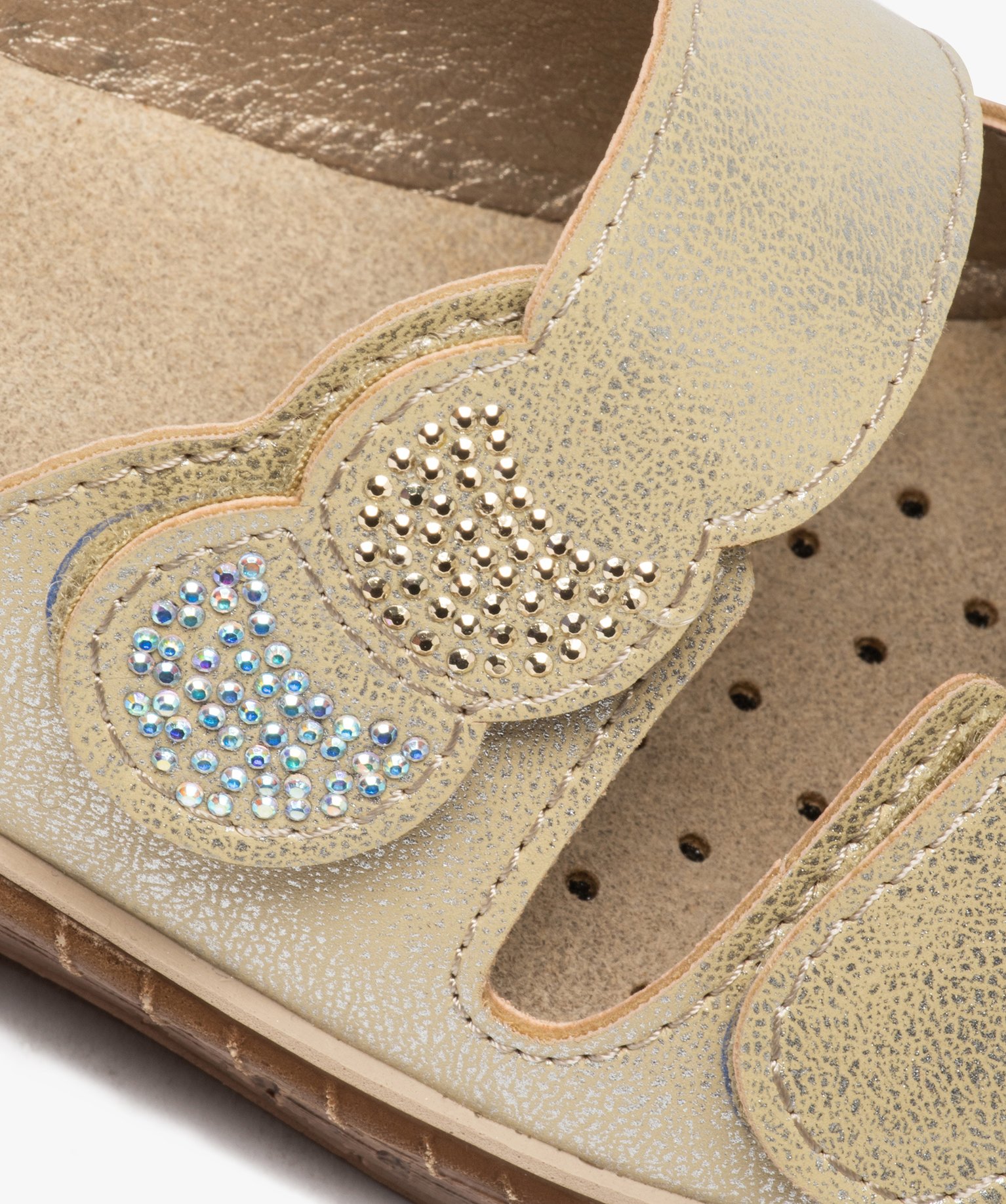 Mules femme confort à bout ouvert et brides scratch beige | GEMO