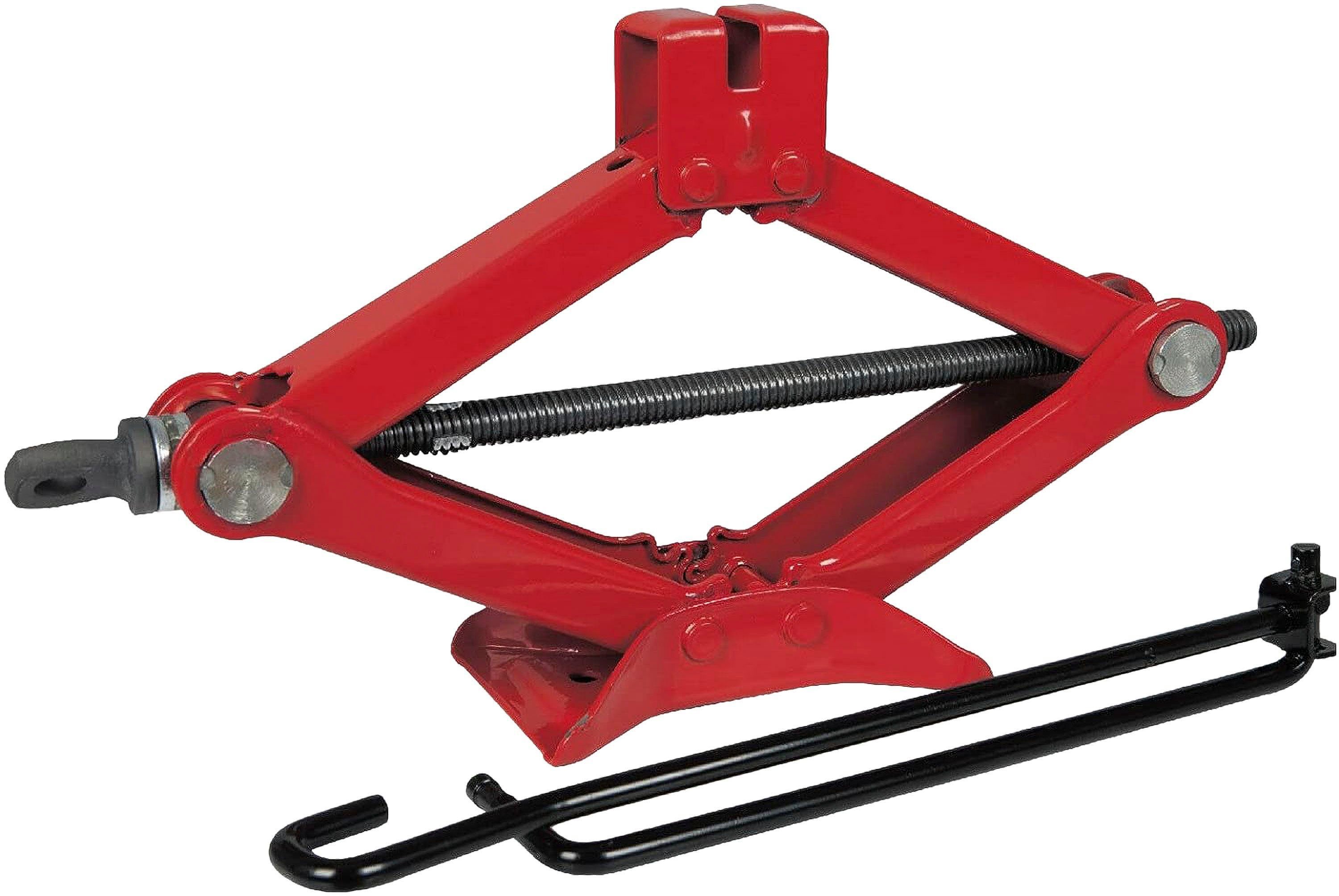 Petex Wagenheber Scherenwagenheber nach EN 1494:2000, Tragkraft: 1 Tonne, max. Hubhöhe: 33 cm, Minimalhöhe: 80 mm, Maximalhöhe: 330 mm, Farbe: rot