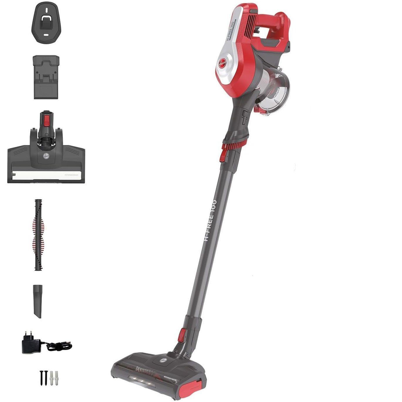 Hoover Akku-Hand-und Stielstaubsauger HF 122RH-11, 170 W, beutellos, Boden- & Handsauger in Einem, 22 V, LED-Licht, Turbo, 0,9 l Behälter