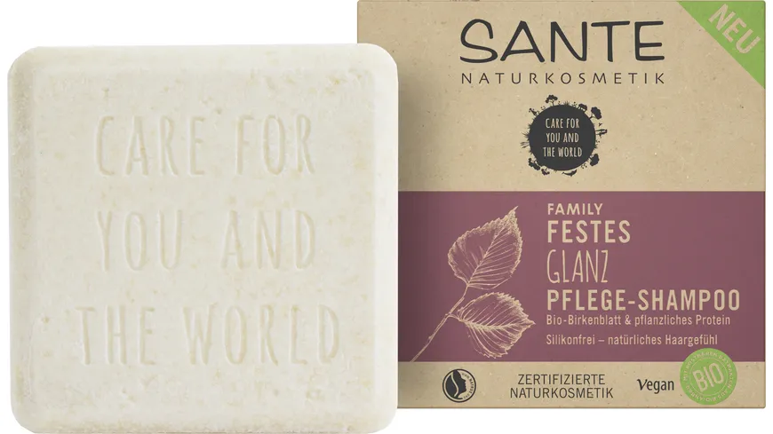 SANTE FAMILY Festes Glanz Pflege-Shampoo Bio-Birkenblatt & pflanzliches Protein 60 g