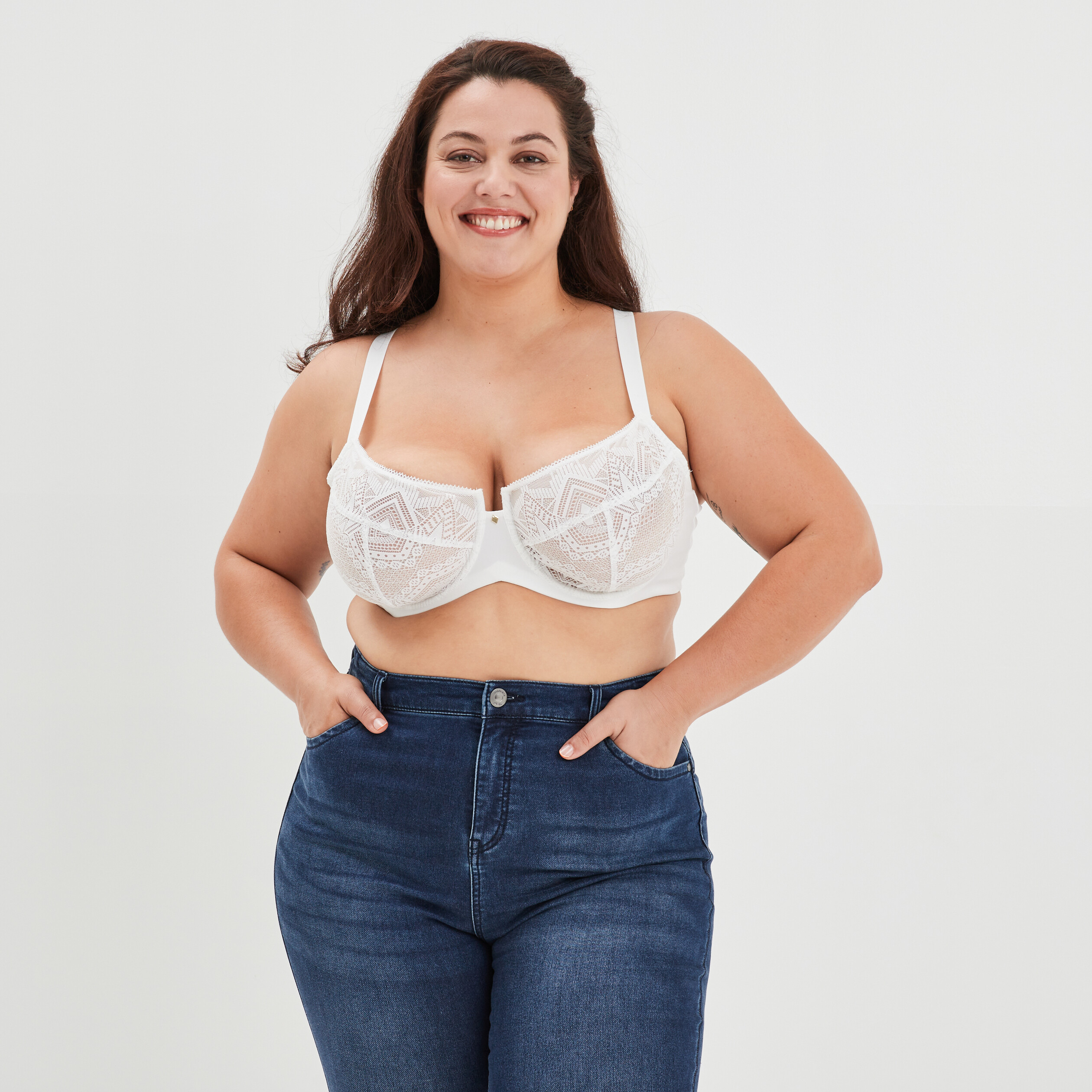 Soutien-gorge emboîtant dentelle Ivory blanc femme grande taille | La Halle