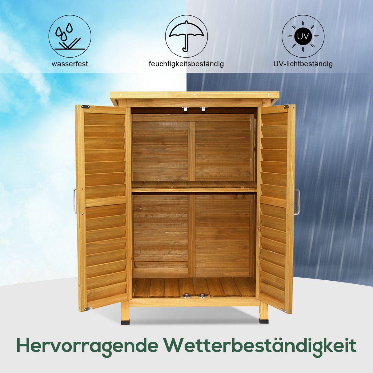 MCombo Gartenbox MCombo Gartenschrank Geräteschuppen Werkzeugschrank 0690/0870/1280, Outdoor-Schrank Gartenbox, aus Holz