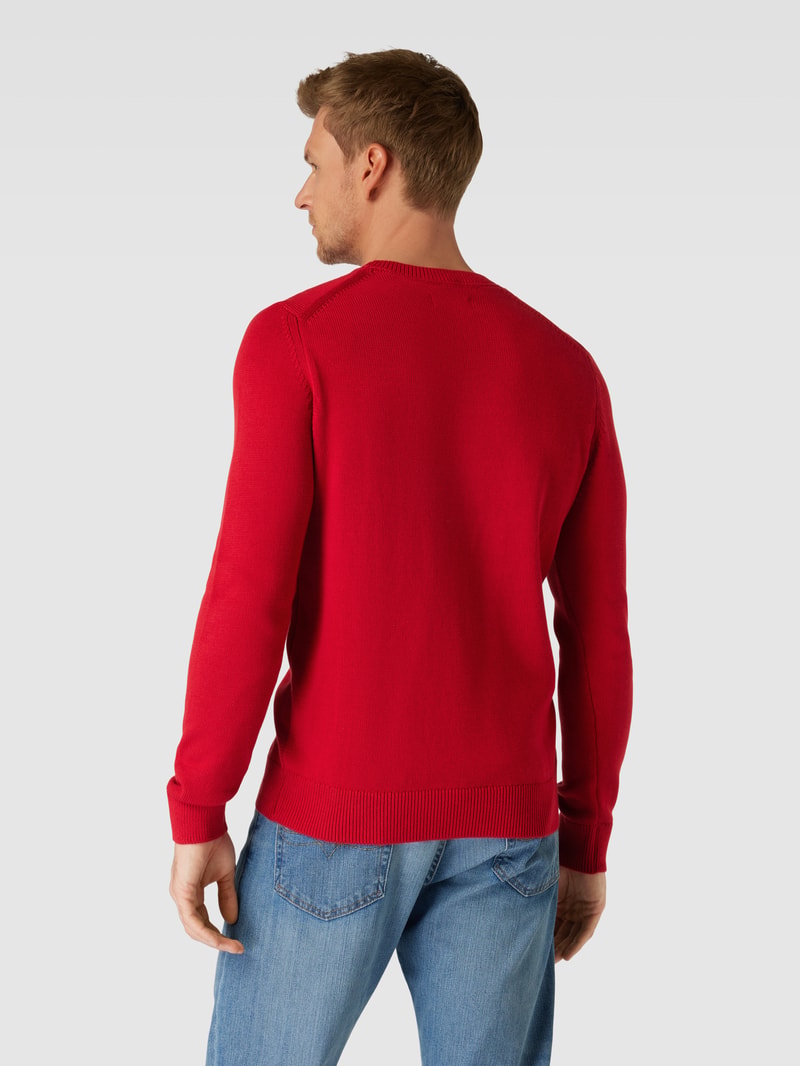 Strickpullover mit Label-Stitching in rot