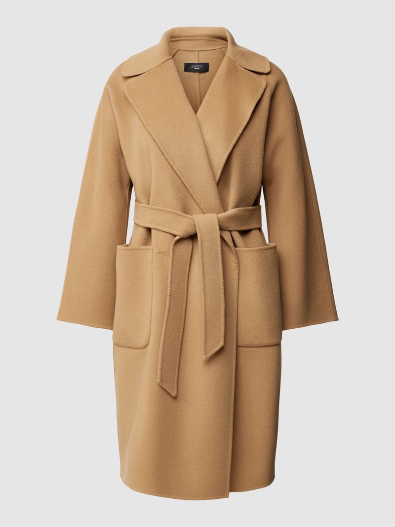 Mantel aus Wolle mit Bindegürtel Modell 'ROVO' in camel