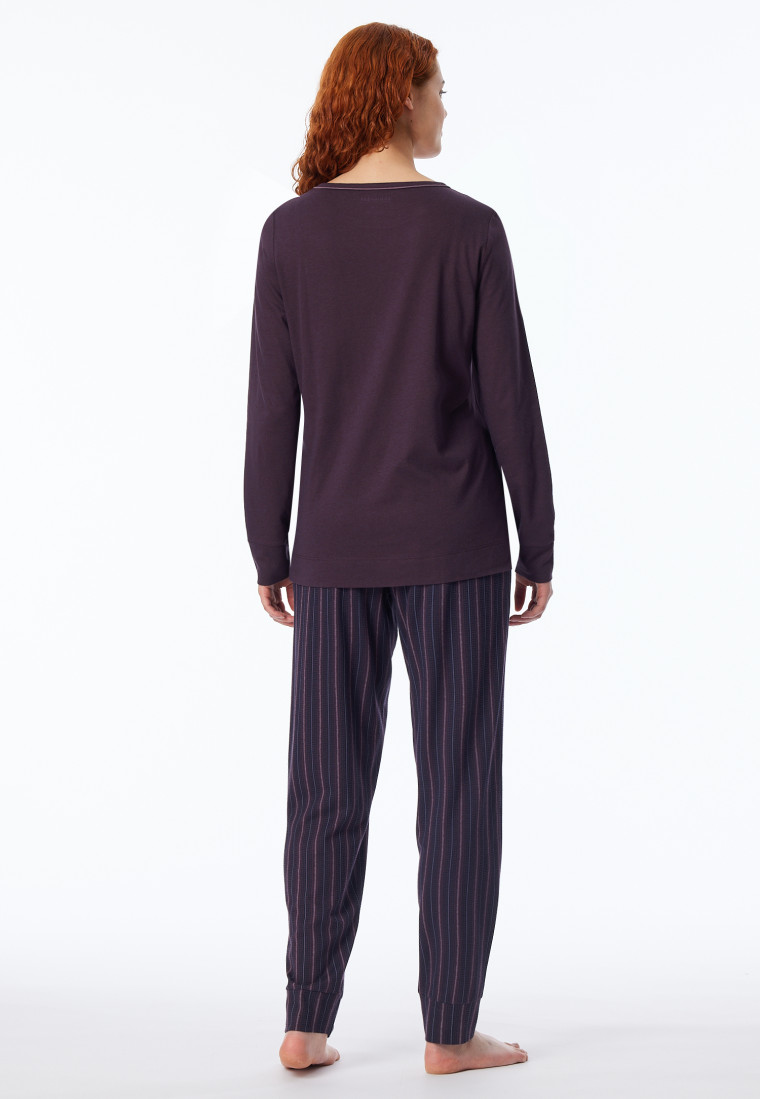Schlafanzug lang Bündchen Streifen multicolor - Comfort Nightwear