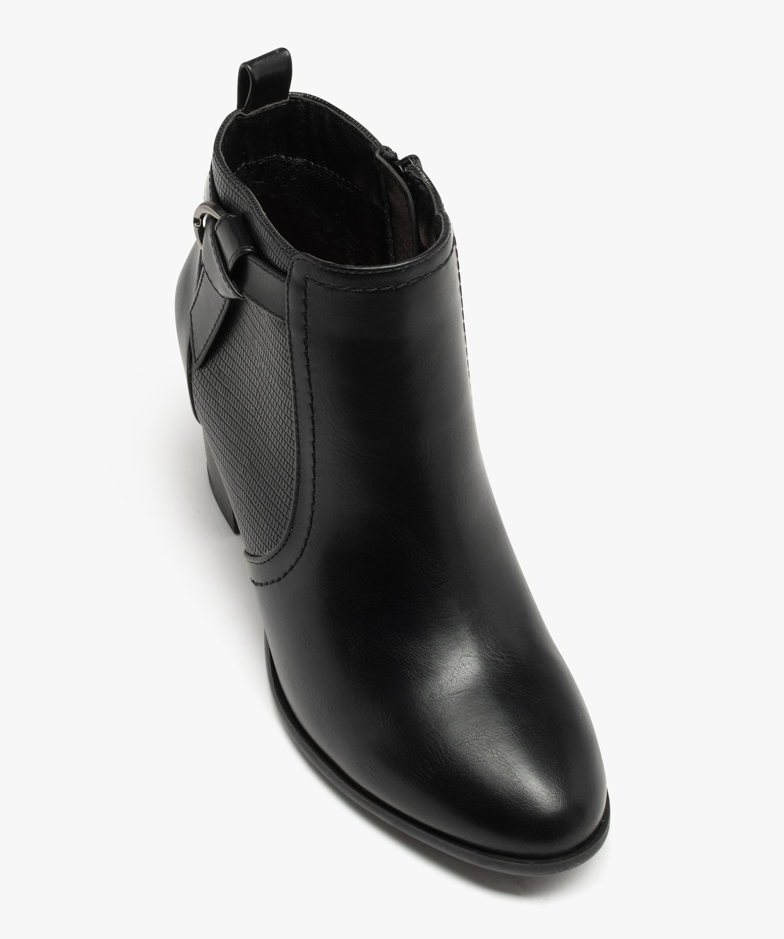 Boots avec empiècement texturé et bride fantaisie femme noir | GEMO