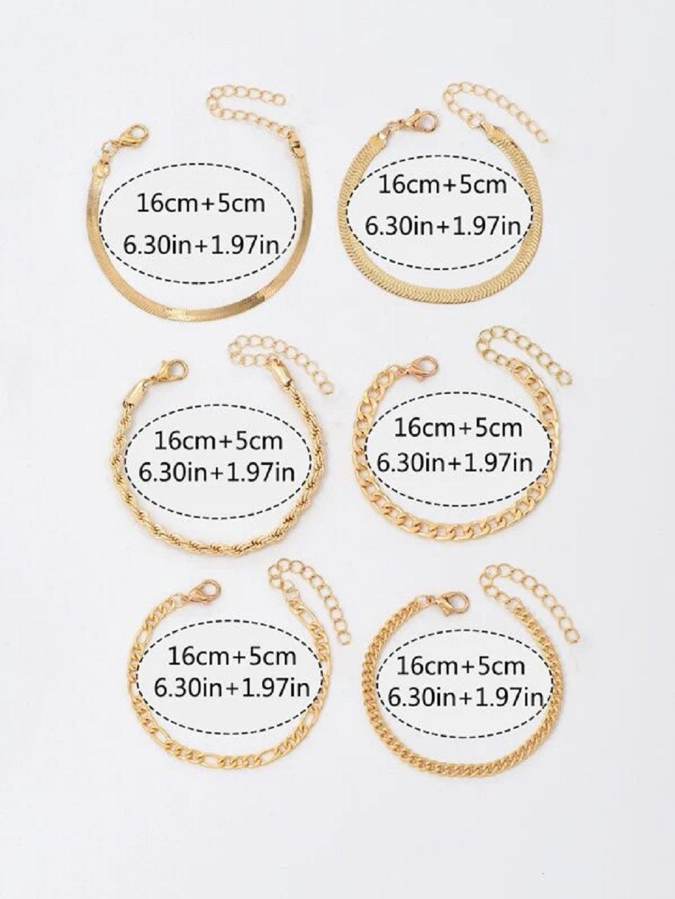 ENGELSINN Ketten und Armband Set Edelstahl Armketten Set Gold Damen Frauen Sommer inkl. Geschenkbox (6-tlg), Sommerschmuck Bestseller Kettenarmband Angebot Sale