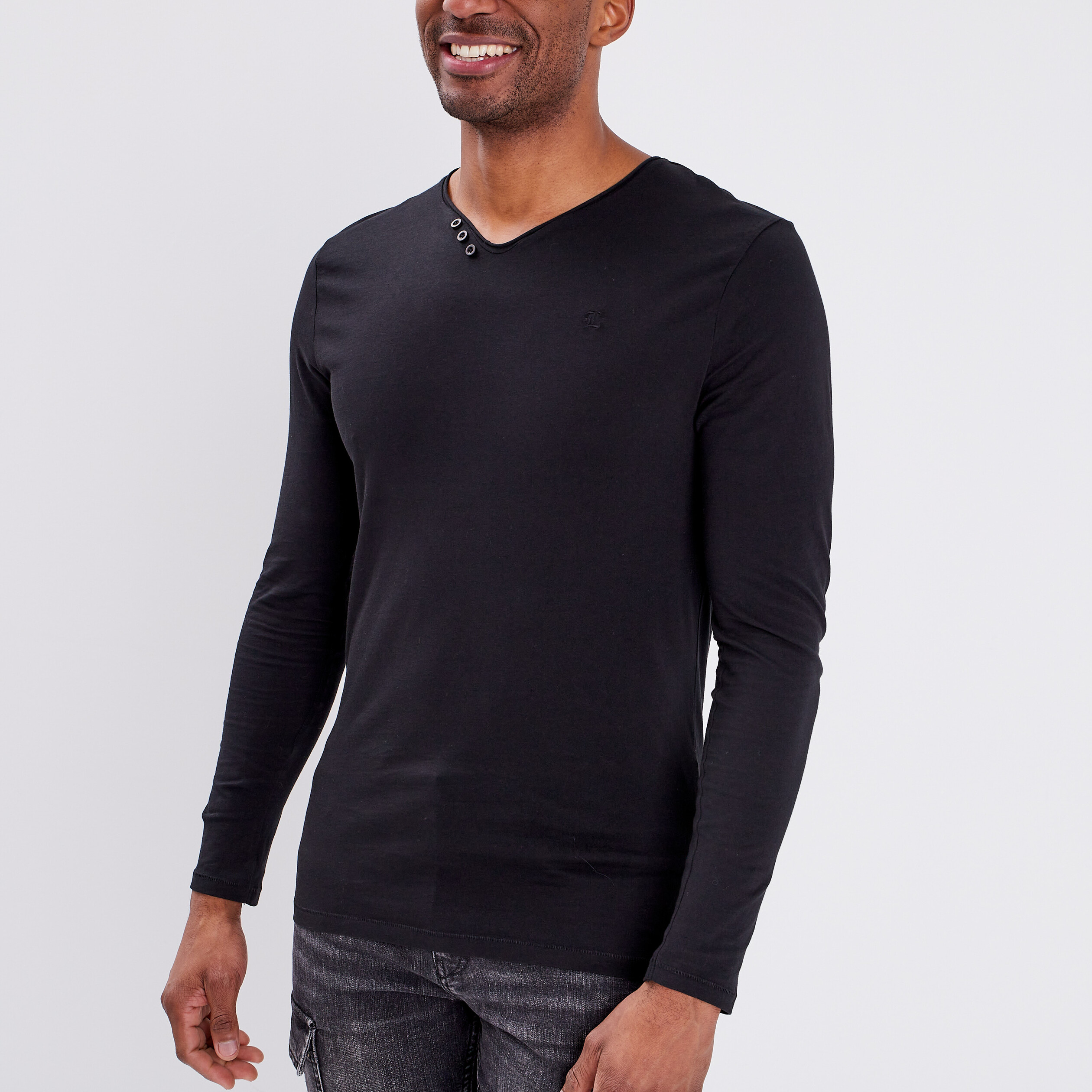 T-shirt manches longues Liberto noir homme | La Halle