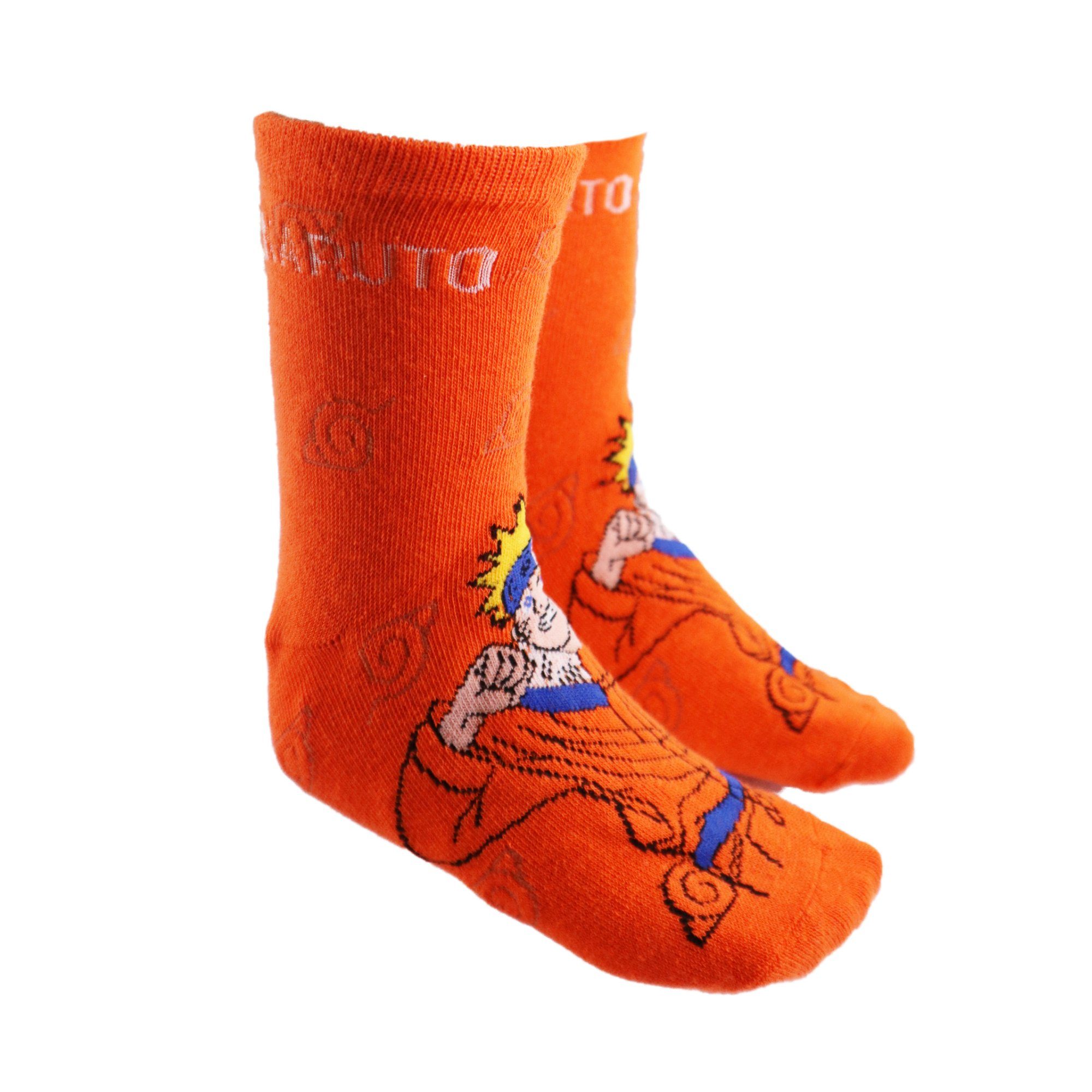 Naruto Freizeitsocken Naruto Shippuden Sasuke Kakashi Lange Kinder Socken 3er Pack Gr. 23 bis 34