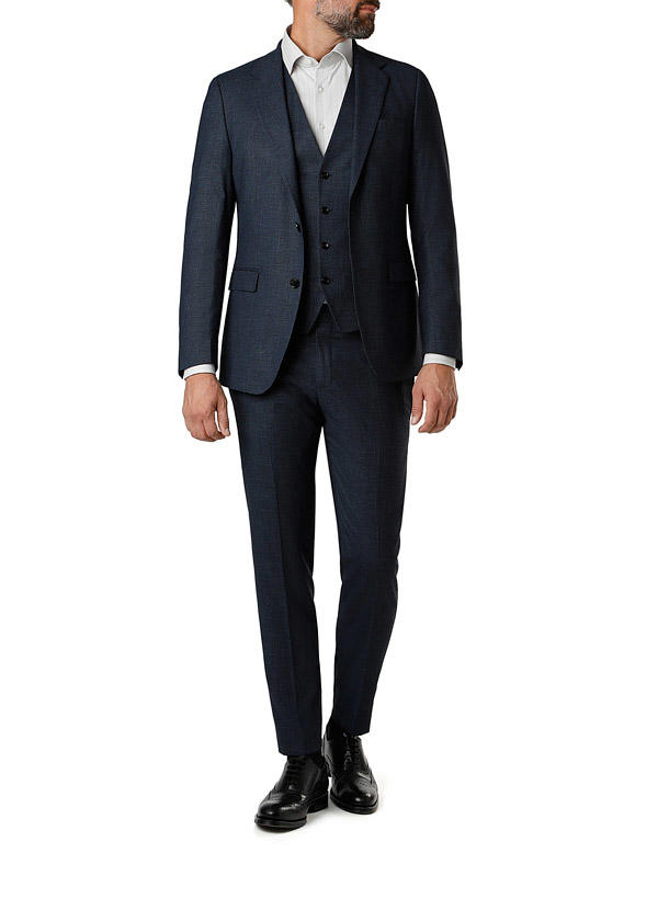 Strellson, Anzug mit Weste, Slim Fit, Mikrofaser, navy meliert