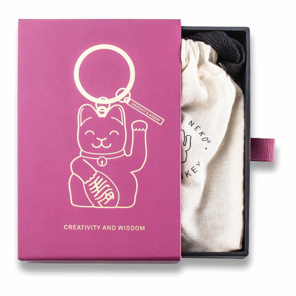 Donkey Products Schlüsselanhänger Lucky Cat Key Ring Purple, Maneki Neko