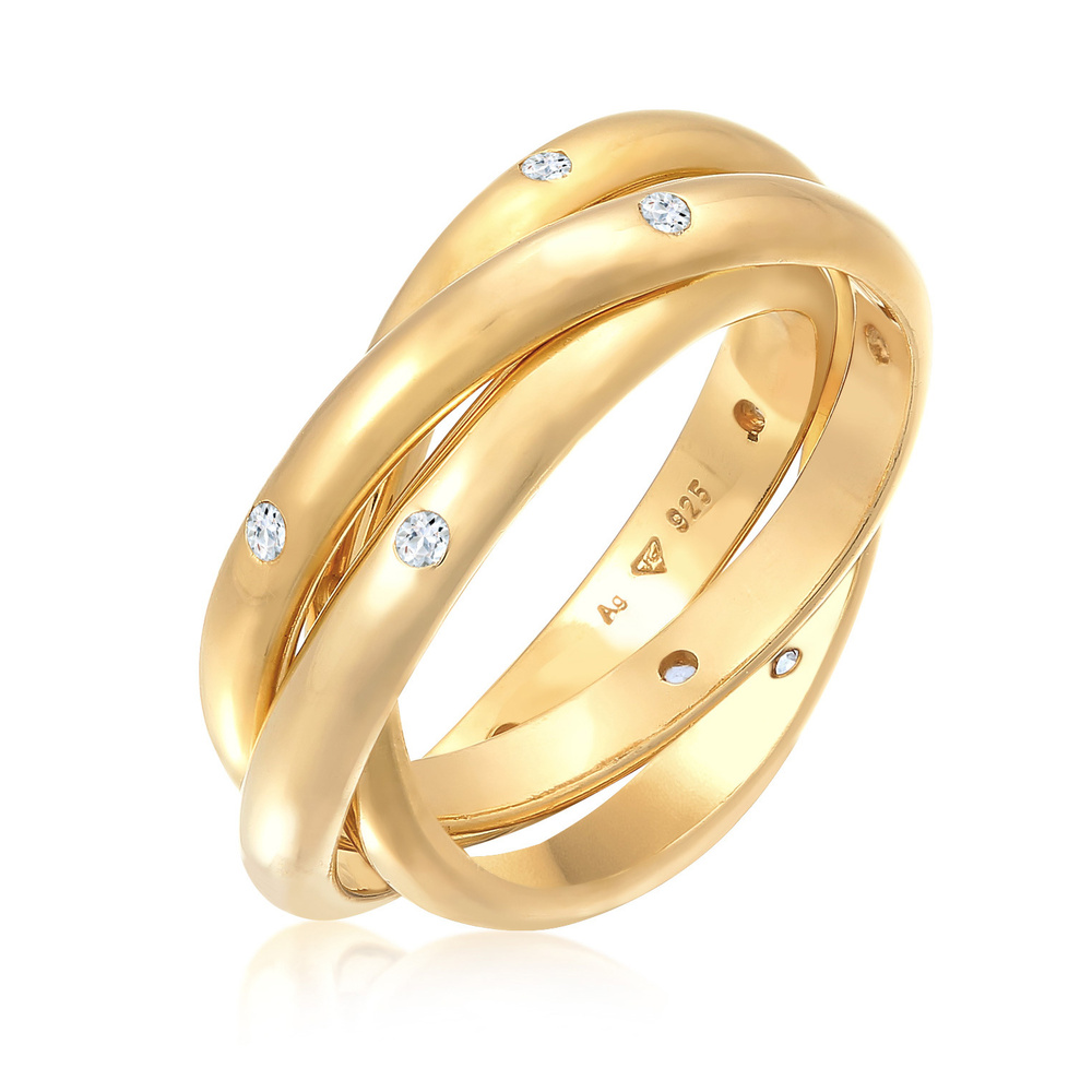 Elli PREMIUM Elli PREMIUM Bague Femmes Basique Trio Enroulement avec Topaze pierre précieuse e Bague