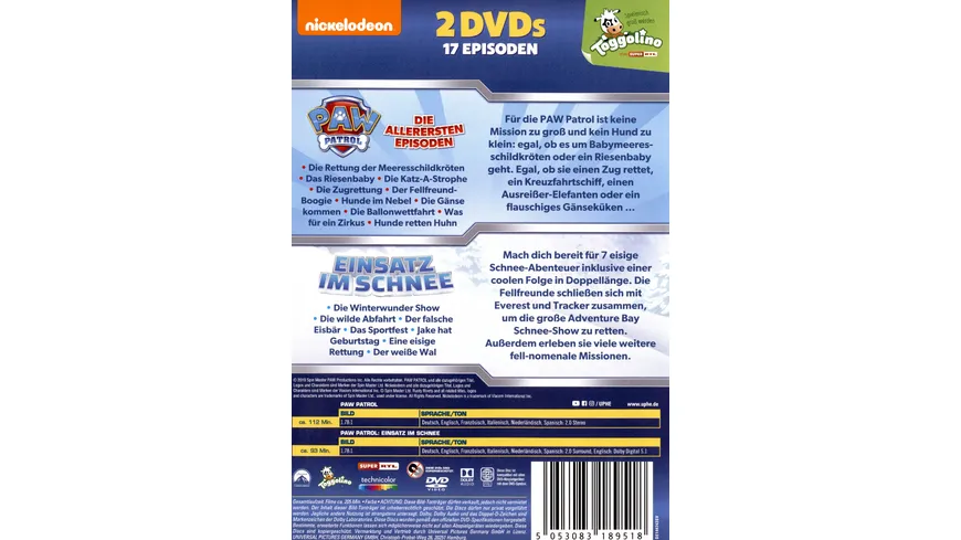 Paw Patrol & Paw Patrol - Einsatz im Schnee  [2 DVDs]