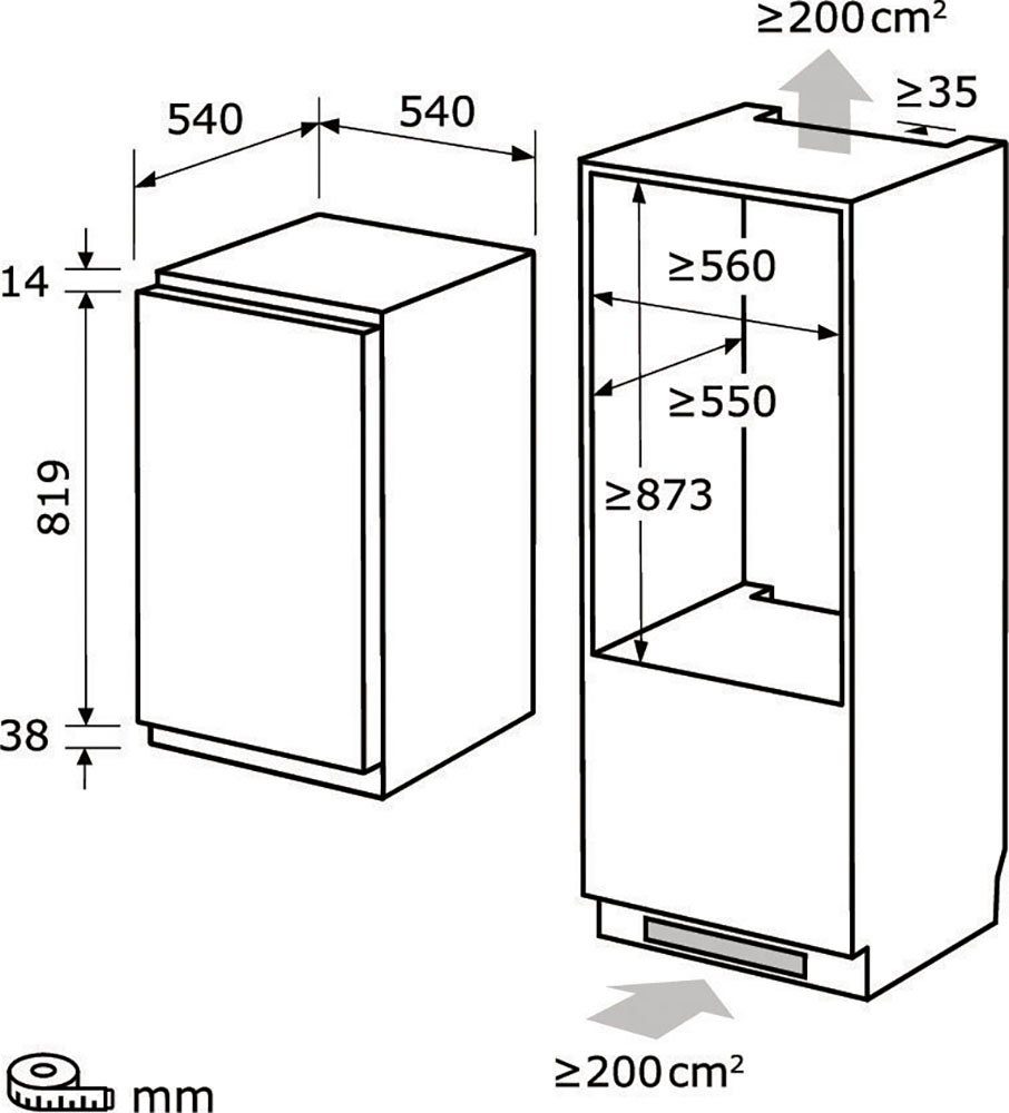 exquisit Einbaugefrierschrank EGS101-080E, 87,1 cm hoch, 54 cm breit
