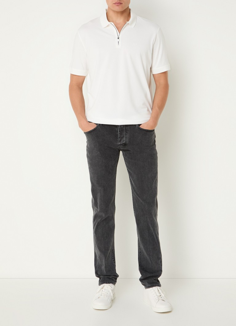Polo Armani Exchange de corte regular com meio zíper e logotipo.