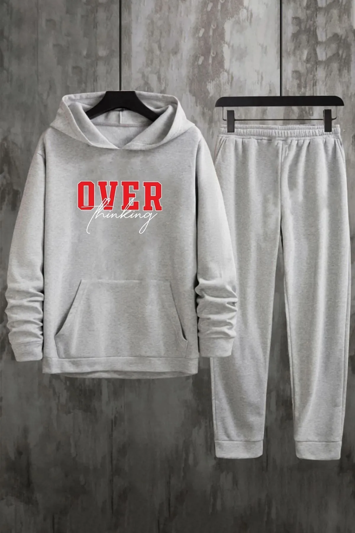 uyguntarz  Bedrucktes Unisex-Trainingsanzug-Set „Over Thinking“.