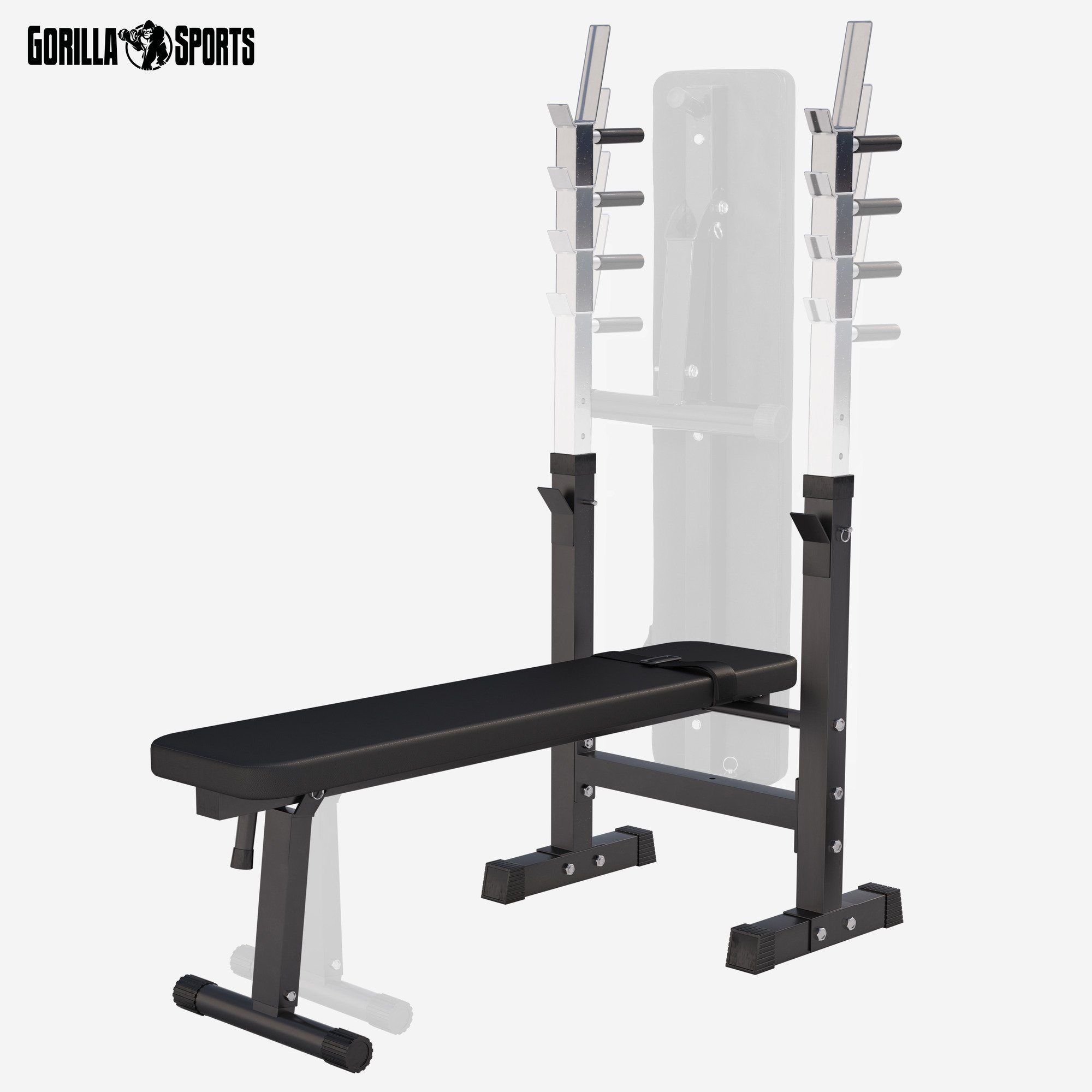 GORILLA SPORTS Hantelbank inkl. Hantelset 38/70 kg, Ablage und Dip-Station,Verstellbar, Klappbar